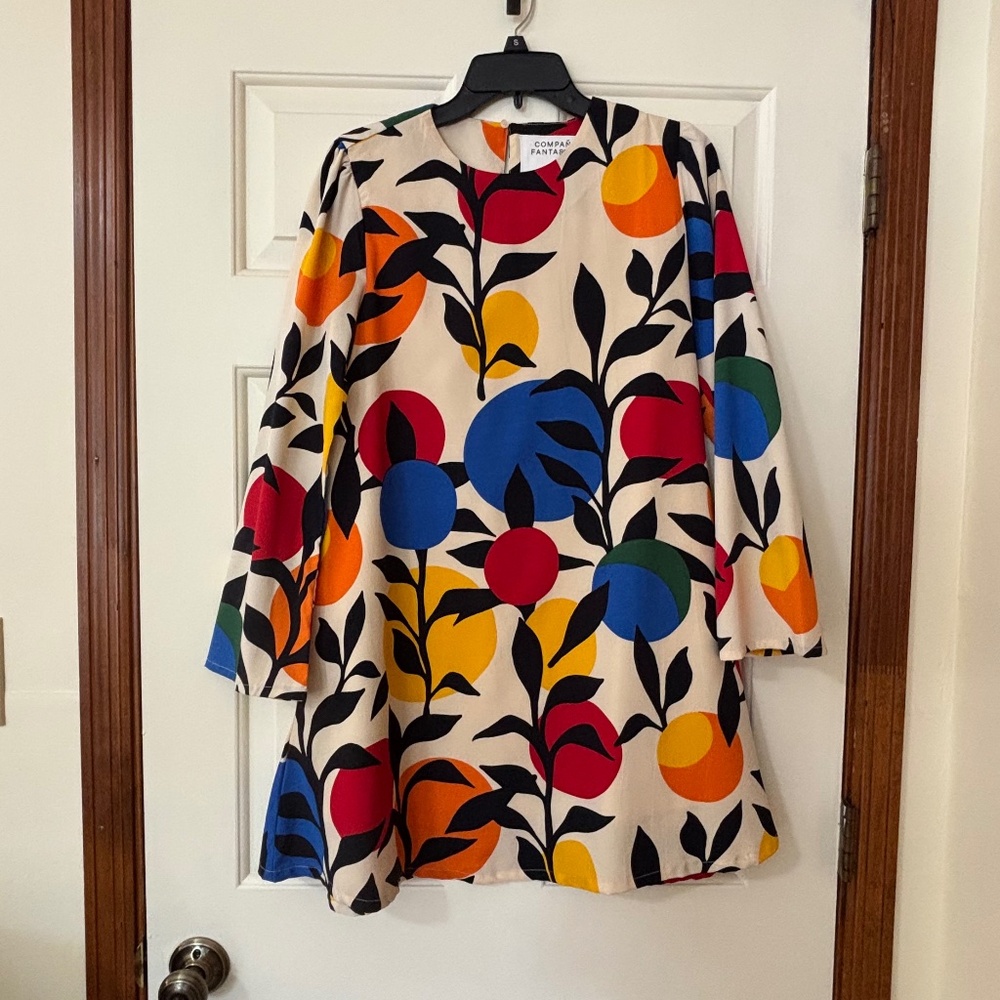 Dress, Colorful and abstract trapeze, Size M